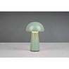 HLW LED LED Table Lamp - Table Lighting - Trion Lenio - 2W - Warm White 3000K - Dimmable - USB Rechargeable - Splashproof IP44 - Round - Matte Green - Plastic