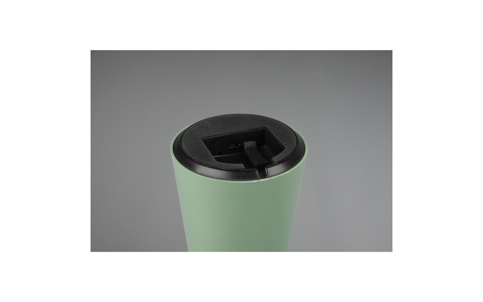 HLW LED LED Table Lamp - Table Lighting - Trion Lenio - 2W - Warm White 3000K - Dimmable - USB Rechargeable - Splashproof IP44 - Round - Matte Green - Plastic