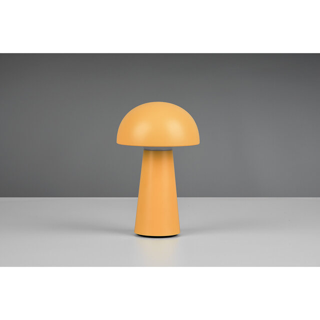 HLW LED LED Table Lamp - Table Lighting - Trion Lenio - 2W - Warm White 3000K - Dimmable - USB Rechargeable - Splashproof IP44 - Round - Matte Orange - Plastic