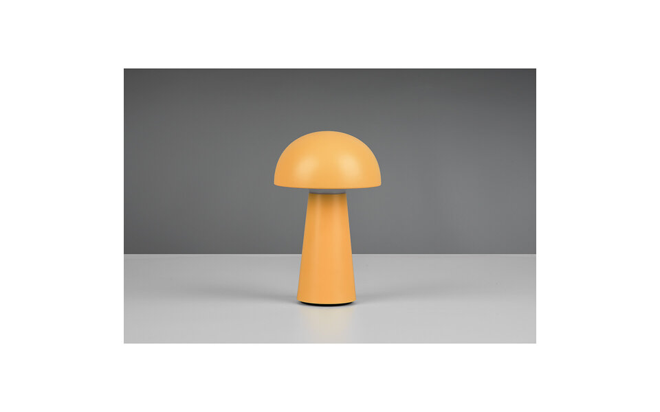 HLW LED LED Table Lamp - Table Lighting - Trion Lenio - 2W - Warm White 3000K - Dimmable - USB Rechargeable - Splashproof IP44 - Round - Matte Orange - Plastic