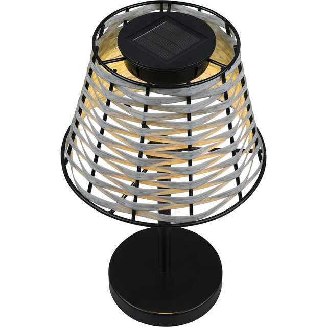 HLW LED LED Table Lamp with Solar Energy - Trion Roza - Warm White 3000K - Day and Night Sensor - Splashproof IP44 - Round - Matte Black - Aluminum