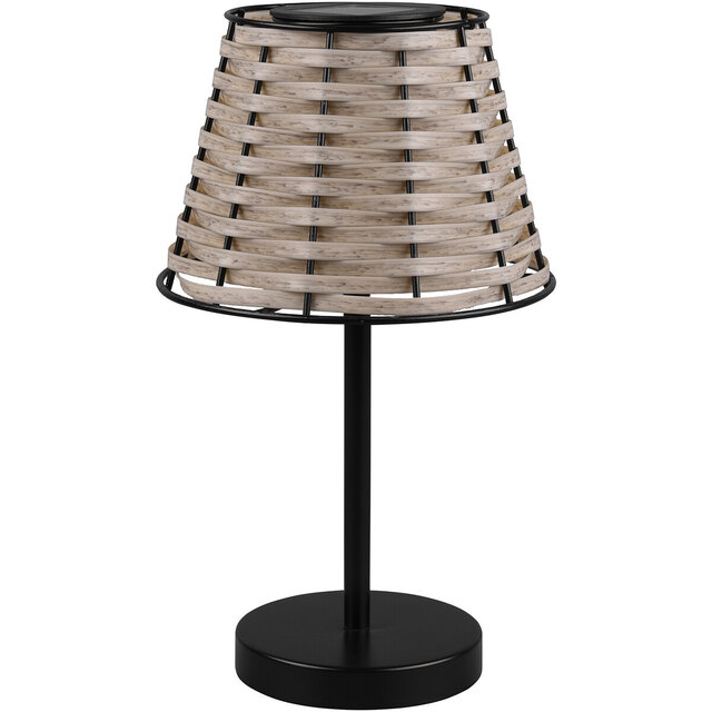 HLW LED LED Tafellamp met Zonne-energie - Trion Roza  - Warm Wit 3000K - Dag en Nacht Sensor - Spatwaterdicht IP44 - Rond - Mat Zwart - Aluminium