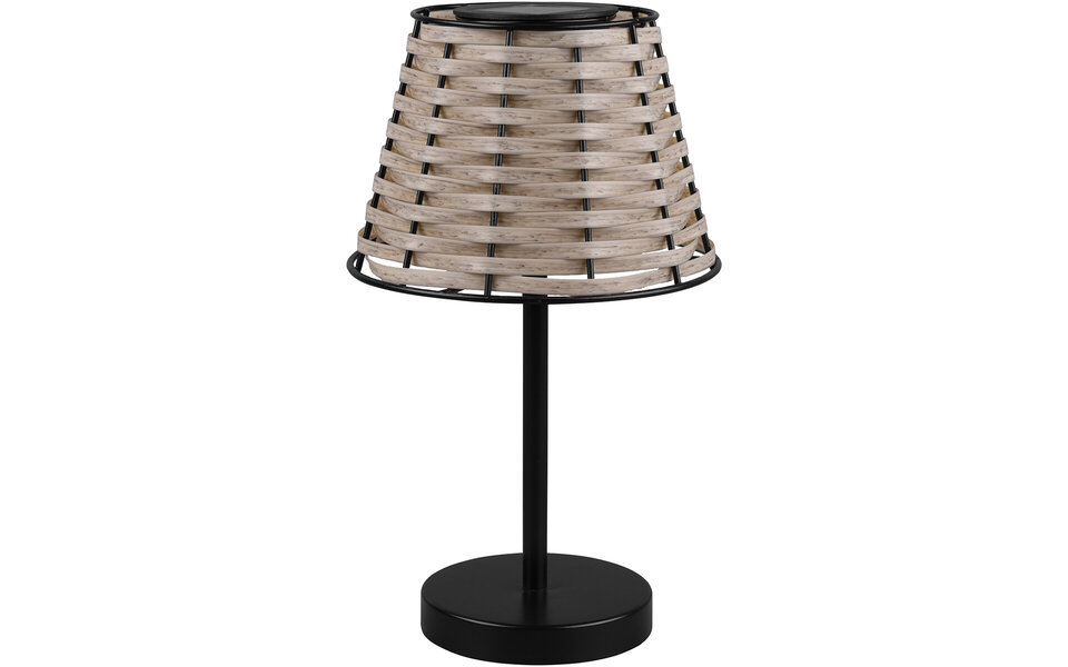 HLW LED LED Table Lamp with Solar Energy - Trion Roza - Warm White 3000K - Day and Night Sensor - Splashproof IP44 - Round - Matte Black - Aluminum