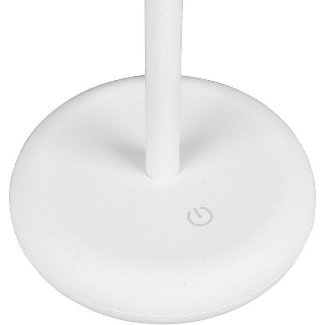 Ronde mat witte LED tafellamp met 2W warm wit licht, dimbaar en spatwaterdicht IP44