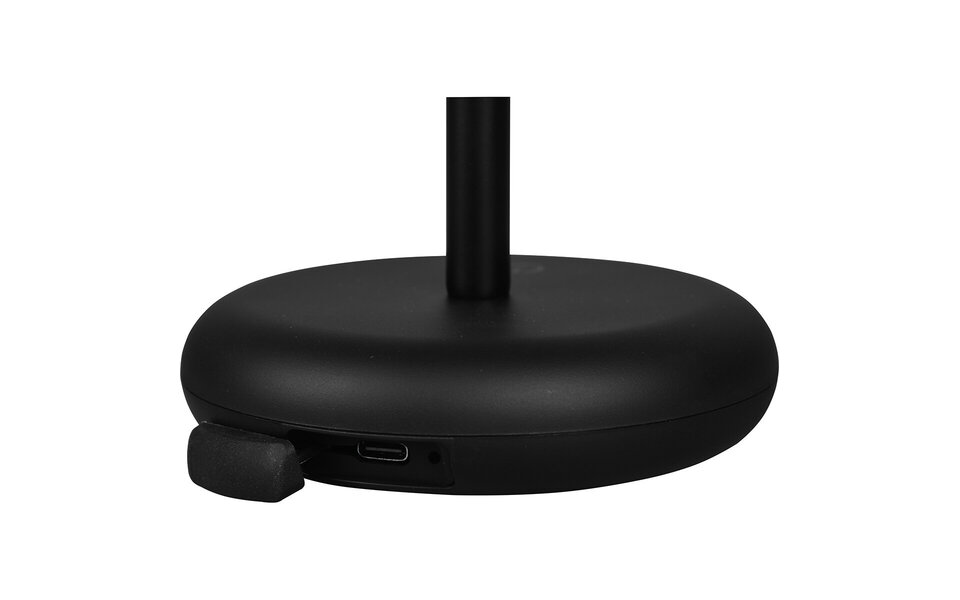 HLW LED LED Table Lamp with Rechargeable Batteries - Trion Berna - 2W - Warm White 3000K - Splashproof IP44 - Dimmable - Round - Matte Black - Plastic