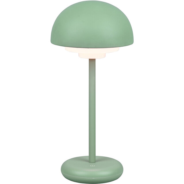 LED Tafellamp met Oplaadbare Batterijen - Trion Berna - 2W - Warm Wit 3000K - Spatwaterdicht IP44 - Dimbaar - Rond - Mat Groen - Kunststof Binnenverlichting LED Tafellamp met Oplaadbare Batterijen - Trion Berna - 2W - Warm Wit 3000K - Spatwaterdicht IP44 - Dimbaar - Rond - Mat Groen - Kunststof Binnenverlichting
