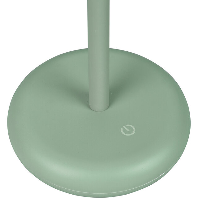 Ronde matgroene dimbare LED tafellamp 2W 3000K warm wit licht spatwaterdicht IP44 met oplaadbare batterijen