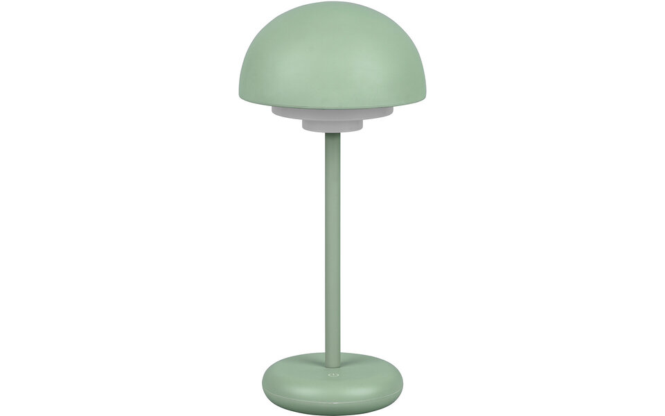 HLW LED LED Tafellamp met Oplaadbare Batterijen - Trion Berna - 2W - Warm Wit 3000K - Spatwaterdicht IP44 - Dimbaar - Rond - Mat Groen - Kunststof