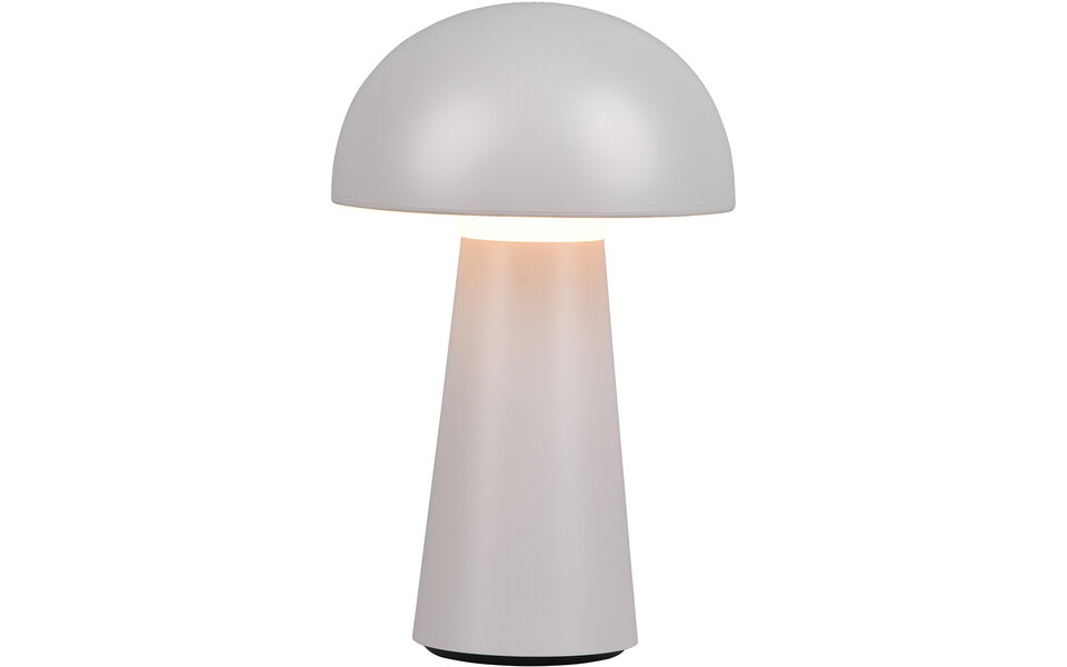 HLW LED LED Table Lamp - Table Lighting - Trion Lenio - 2W - Warm White 3000K - Dimmable - USB Rechargeable - Splashproof IP44 - Round - Matte Gray - Plastic