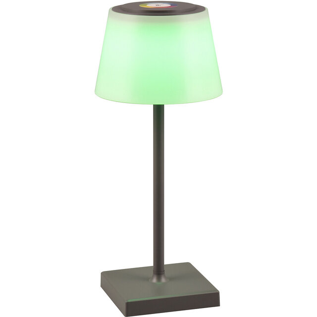 HLW LED LED Tafellamp met Oplaadbare Batterijen - Trion Sansy - 2.1W - RGBW - Spatwaterdicht IP44 - Dimbaar - Vierkant - Antraciet