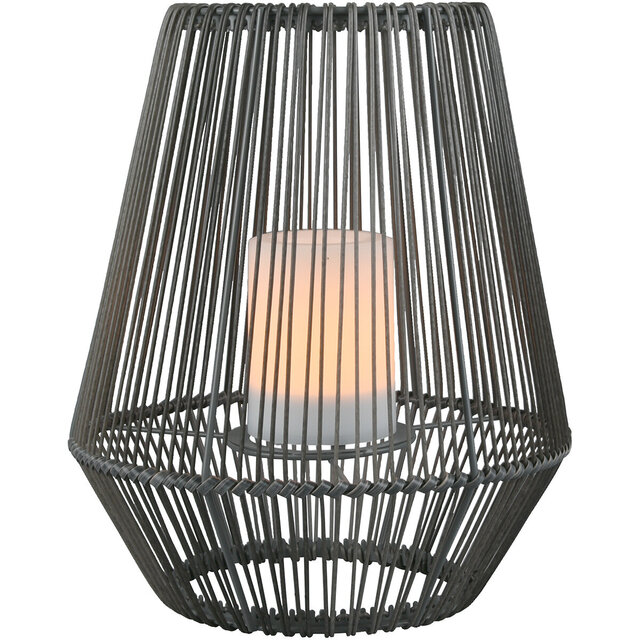 LED Tafellamp met Zonne-energie - Trion Minera - Dag en Nacht Sensor - Spatwaterdicht IP44 - Ovaal - Mat Grijs - Kunststof Binnenverlichting