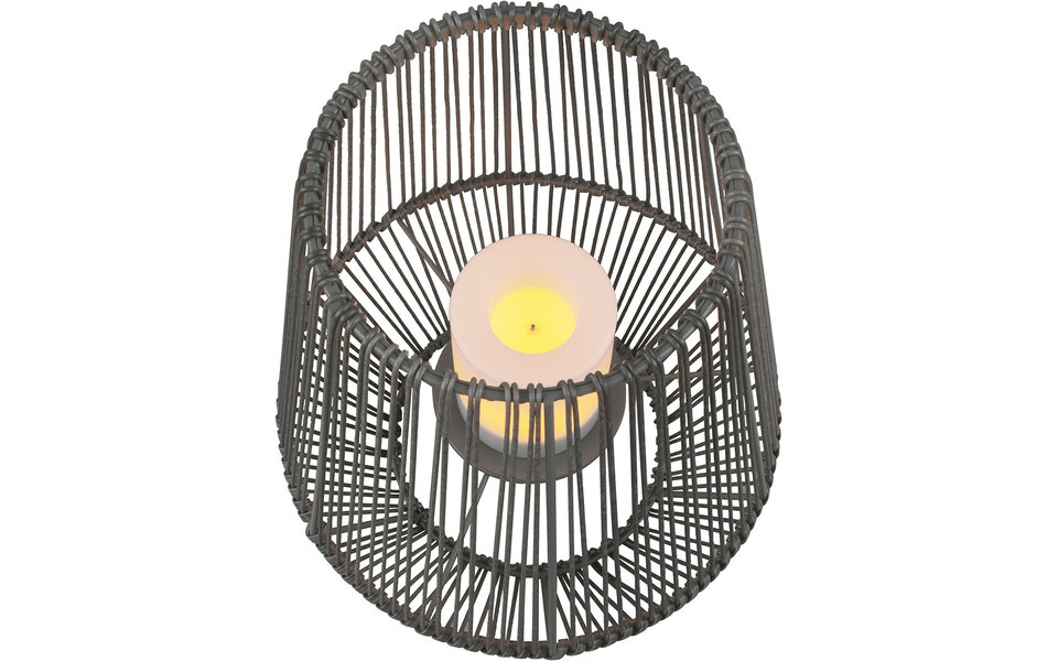 HLW LED LED Tafellamp met Zonne-energie - Trion Minera - Dag en Nacht Sensor - Spatwaterdicht IP44 - Ovaal - Mat Grijs - Kunststof