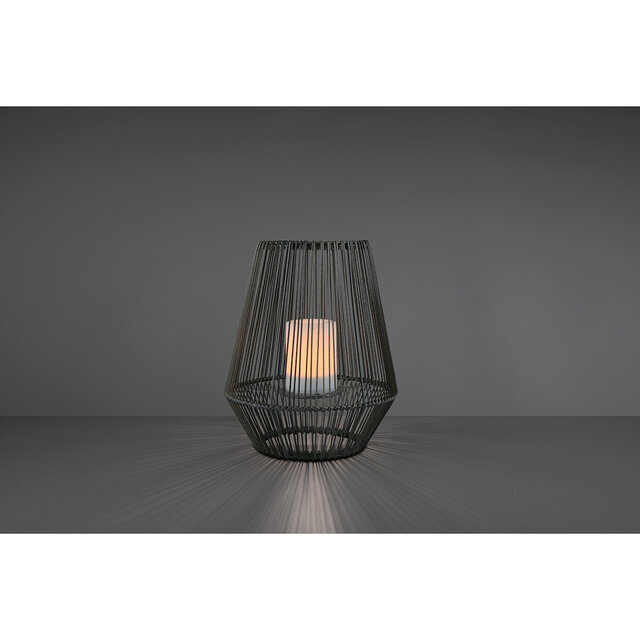 HLW LED LED Tafellamp met Zonne-energie - Trion Minera - Dag en Nacht Sensor - Spatwaterdicht IP44 - Ovaal - Mat Grijs - Kunststof