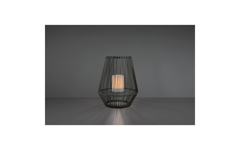 HLW LED LED Table Lamp with Solar Energy - Trion Minera - Day and Night Sensor - Splashproof IP44 - Oval - Matte Gray - Plastic