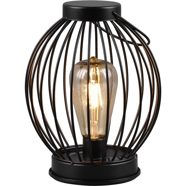 LED Tafellamp op Zonne-energie - Solar Hanglamp - Trion Muricy - Warm Wit 2700K - Spatwaterdicht IP44 - Rond - Zwart Binnenverlichting