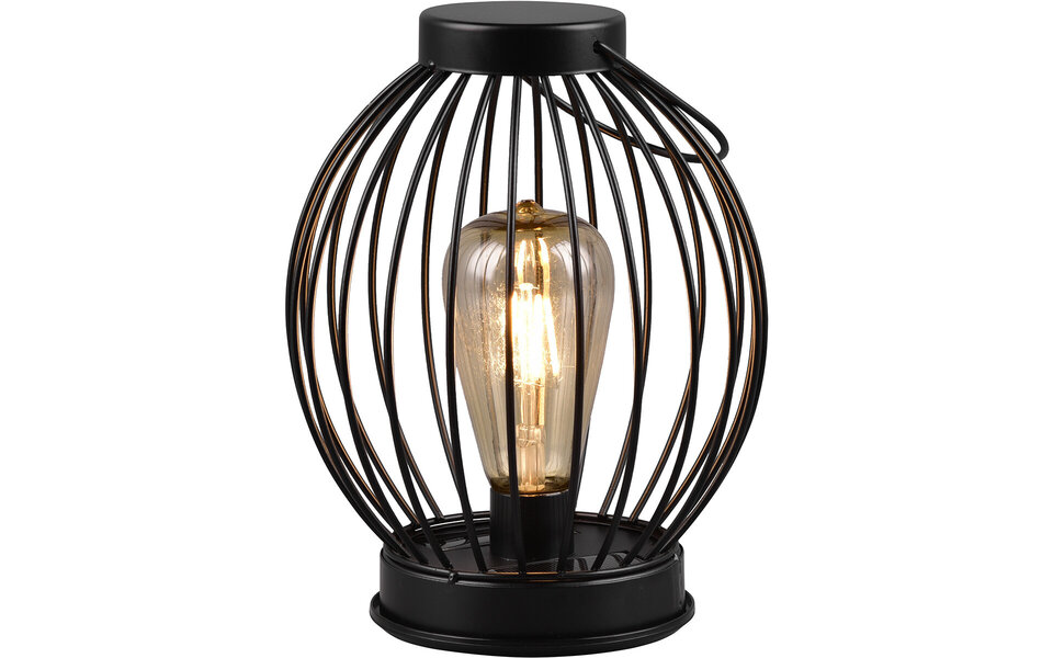 HLW LED LED Tafellamp op Zonne-energie - Solar Hanglamp - Trion Muricy - Warm Wit 2700K - Spatwaterdicht IP44 - Rond - Zwart