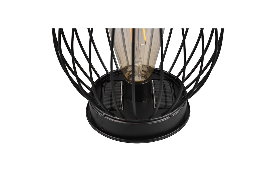 HLW LED LED Tafellamp op Zonne-energie - Solar Hanglamp - Trion Muricy - Warm Wit 2700K - Spatwaterdicht IP44 - Rond - Zwart