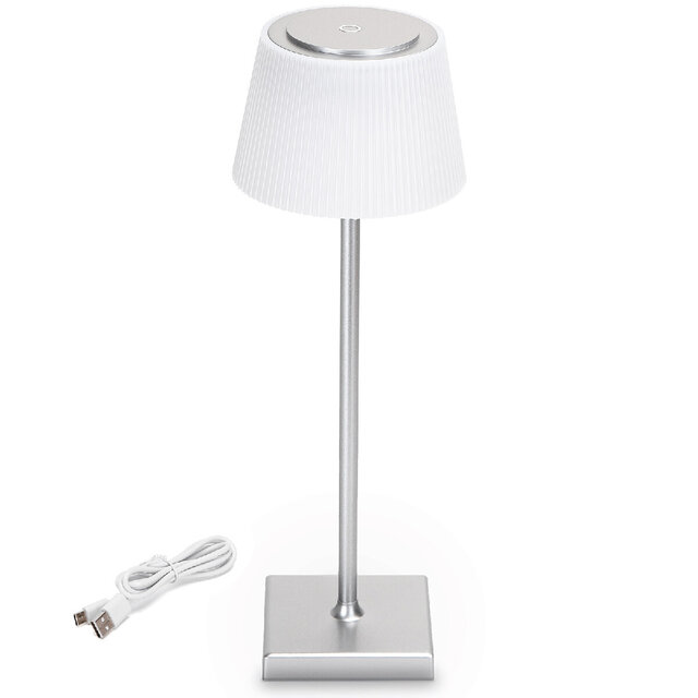 Dimbare draadloze LED wandlamp en tafellamp in wit met USB oplader en 400 lumen lichtopbrengst