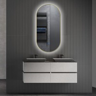 LED Mirror 40x75cm | 20W | Gold | Dimmable, Heated