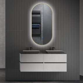 LED Spiegel 40x75cm | 20W | Goud | Dimbaar, Verwarmd LED Spiegel 40x75cm | 20W | Goud | Dimbaar, Verwarmd