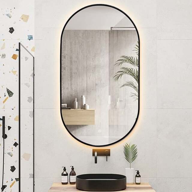 HLW LED LED Mirror 50x100 20W Black | Heating Dimmable 3000-6000K HLW LED LED Mirror 50x100 20W Black | Heating Dimmable 3000-6000K