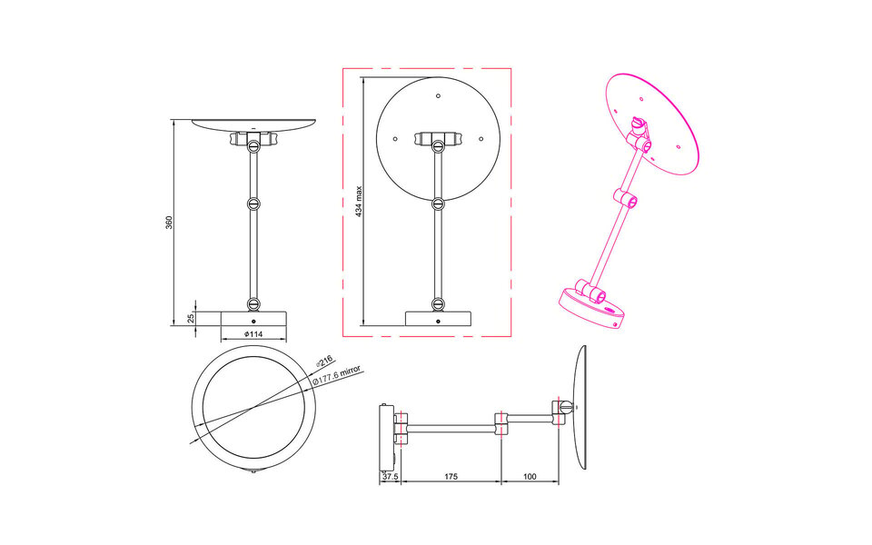 HLW LED LED Mirror Ø21cm | 3W Warm White 3000K | 3x Magnification | IP44
