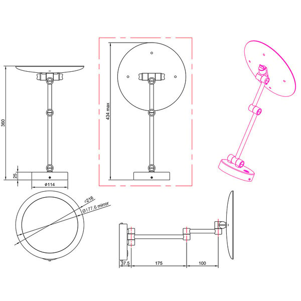 HLW LED LED Spiegel Ø21cm | 3W Warm Wit 3000K | 3x Vergroot | IP44 HLW LED LED Spiegel Ø21cm | 3W Warm Wit 3000K | 3x Vergroot | IP44