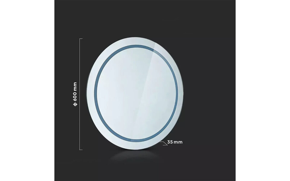 HLW LED LED Mirror Ø60cm Round | 25W 6400K | Anti-condensation & IP44 HLW LED LED Mirror Ø60cm Round | 25W 6400K | Anti-condensation & IP44