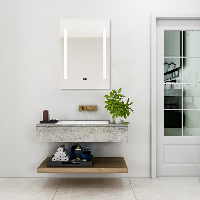 Rechthoekige LED badkamerspiegel 70x50 cm met 15W verlichting en instelbare kleurtemperatuur 3000-4000K