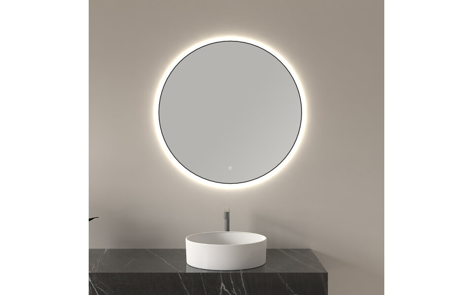 Wiesbaden LED Spiegel 80cm | 24W | Dimbaar, 3000–6500K, Mat Zwart Wiesbaden LED Spiegel 80cm | 24W | Dimbaar, 3000–6500K, Mat Zwart