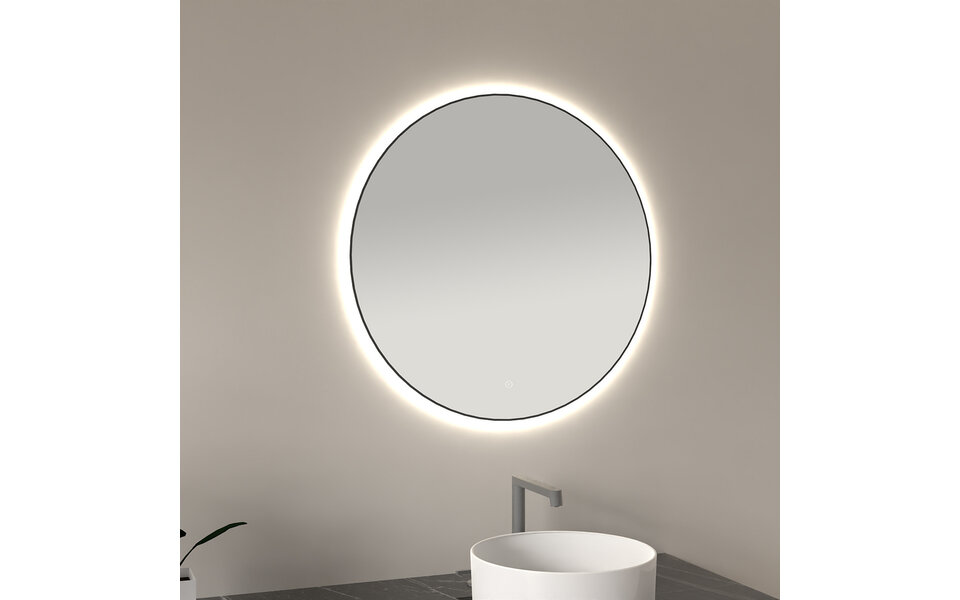 Wiesbaden LED Spiegel 80cm | 24W | Dimbaar, 3000–6500K, Mat Zwart Wiesbaden LED Spiegel 80cm | 24W | Dimbaar, 3000–6500K, Mat Zwart