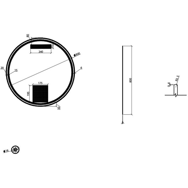 Wiesbaden LED Mirror 80cm | 24W | Dimmable, 3000–6500K, Matte Black