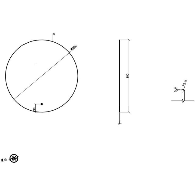 Wiesbaden LED Mirror 80cm | 24W | Dimmable, 3000–6500K, Matte Black