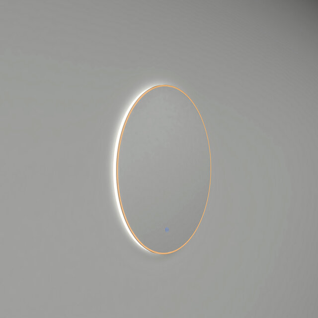 Ronde dimbare LED spiegel 100cm met gouden messing afwerking en touchbediening Ronde dimbare LED spiegel 100cm met gouden messing afwerking en touchbediening