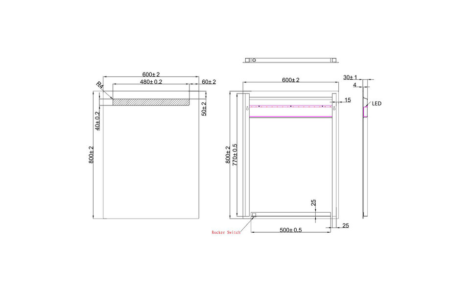 Wiesbaden LED Mirror 60x80cm | 6W | 6400K Daylight | Adjustable
