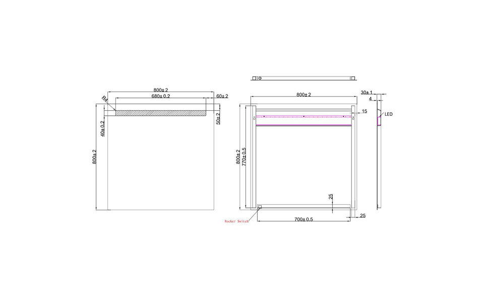 Wiesbaden LED Spiegel 80x80cm | 15W | 6400K Daglicht | Schakelaar