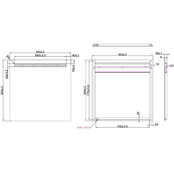 Wiesbaden LED Spiegel 80x80cm | 15W | 6400K Daglicht | Schakelaar