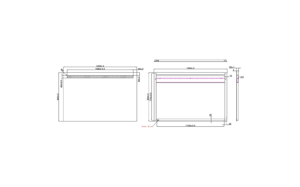 Wiesbaden LED Mirror 120x80cm | 15W | 6400K | Adjustable light angle