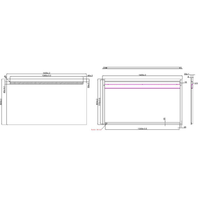 Rechthoekige LED badkamerspiegel 140x80 cm met 15W licht en verstelbare lichthoek in koel wit 6400K