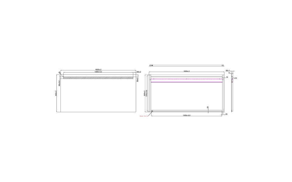 Wiesbaden LED Mirror 160x80cm | 20W | 6400K Cool White | Rectangular