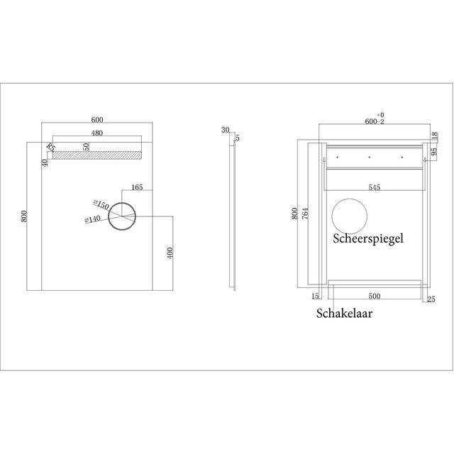 Rechthoekige LED badkamer spiegel 60x80 cm met warm wit licht, anticondens en verstelbare beam angle