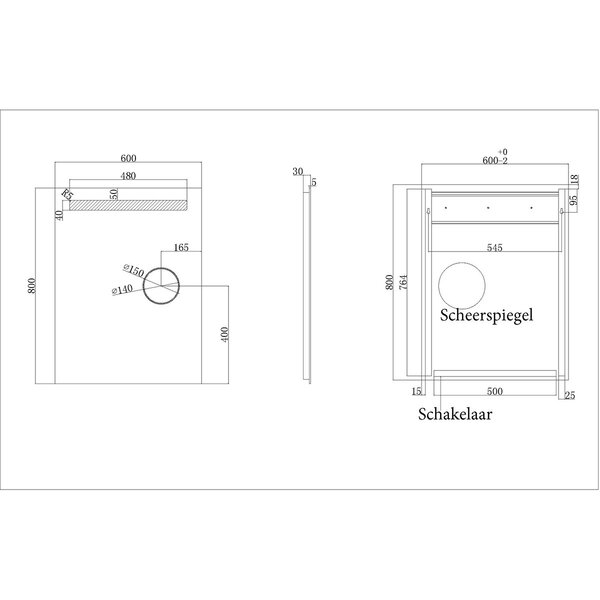 Wiesbaden LED Spiegel 60x80cm | 18W Warm Wit | Anticondens & IP44
