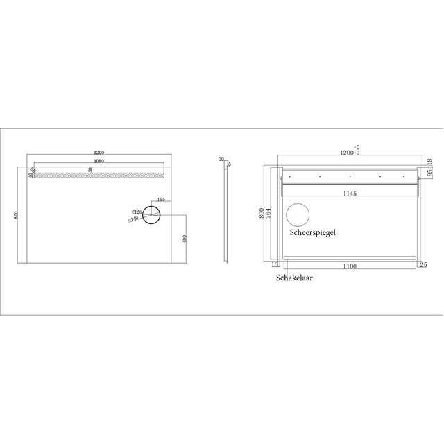 Rechthoekige LED badkamerspiegel 120x80cm met warm wit licht, anti-condens en touch bediening Rechthoekige LED badkamerspiegel 120x80cm met warm wit licht, anti-condens en touch bediening