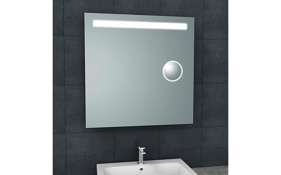 Wiesbaden LED Spiegel 80x80cm | 20W | Warm Wit | IP44 & Scheerspiegel Wiesbaden LED Spiegel 80x80cm | 20W | Warm Wit | IP44 & Scheerspiegel