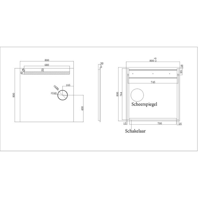 vierkante LED badkamerspiegel 80x80 cm met warm wit licht en geïntegreerde scheerspiegel IP44 vierkante LED badkamerspiegel 80x80 cm met warm wit licht en geïntegreerde scheerspiegel IP44