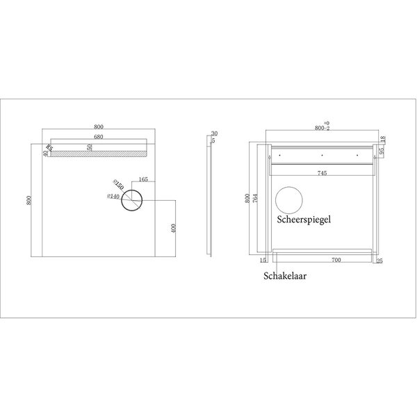 Wiesbaden LED Spiegel 80x80cm | 20W | Warm Wit | IP44 & Scheerspiegel Wiesbaden LED Spiegel 80x80cm | 20W | Warm Wit | IP44 & Scheerspiegel