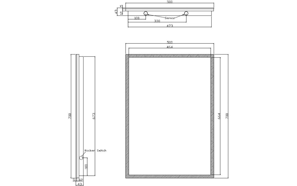 Wiesbaden LED Mirror 70x50cm | 15W | 6400K Cool | Dimmable & Heated