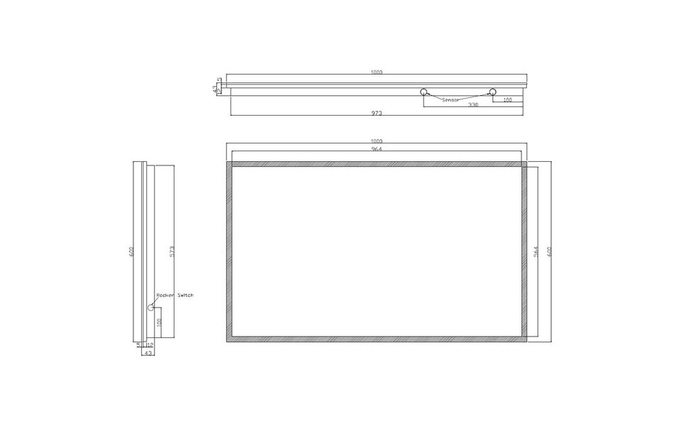 Wiesbaden LED Mirror 100x60cm | 20W | Dimmable & Heated | 6400K