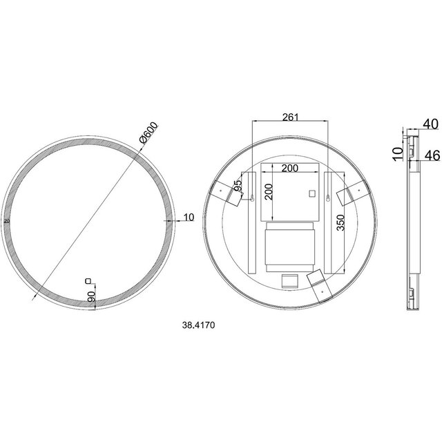 Ronde dimbare LED spiegel 60cm met verwarmde functie en mat zwarte rand Ronde dimbare LED spiegel 60cm met verwarmde functie en mat zwarte rand