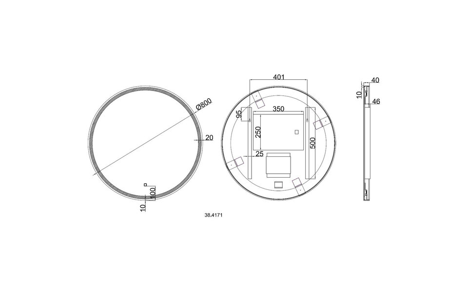 Wiesbaden LED Mirror 80cm 13W Matte Black – Dimmable, Heating & Touch